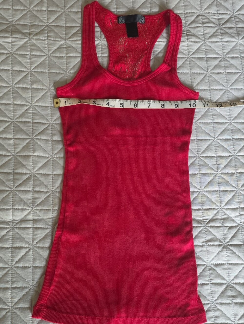 mandee Bright Red Ribbed Lace Racerback Tank - Picture 3 of 7